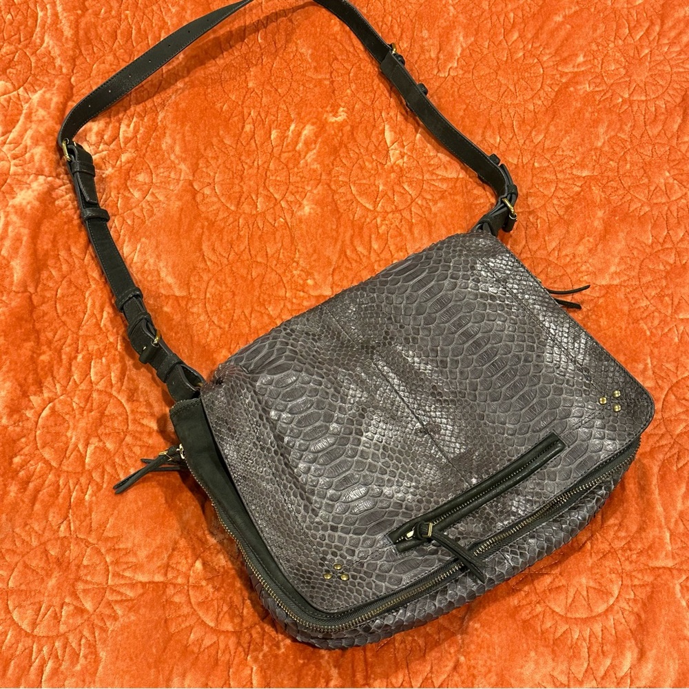 Jerome Dreyfuss Gray Python Albert Messenger Bag - image 7